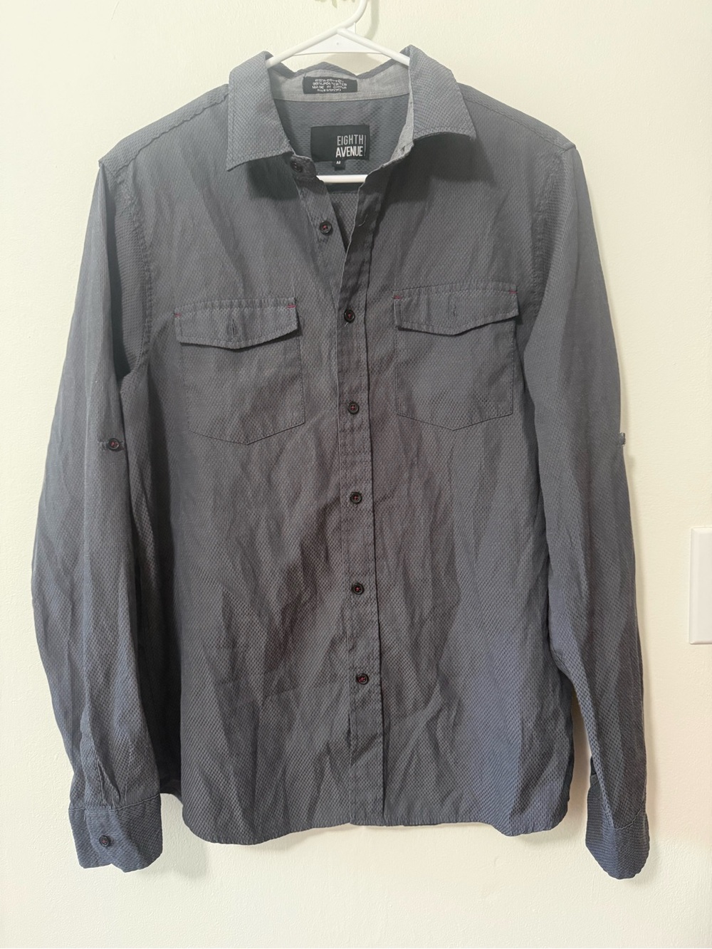Eighth Avenue Men's Gray Long-Sleeve Casual Button-Down Shirt